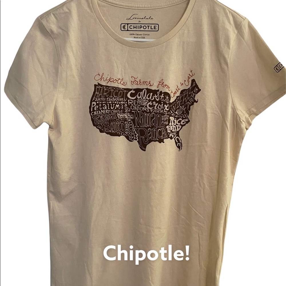 NWOT Loomstate For Chipotle Short Sleeve Graphic Tee  Organic Cotton Sz L